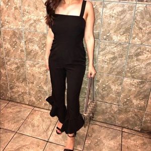 ASOS petite black ruffled bottom jumpsuit